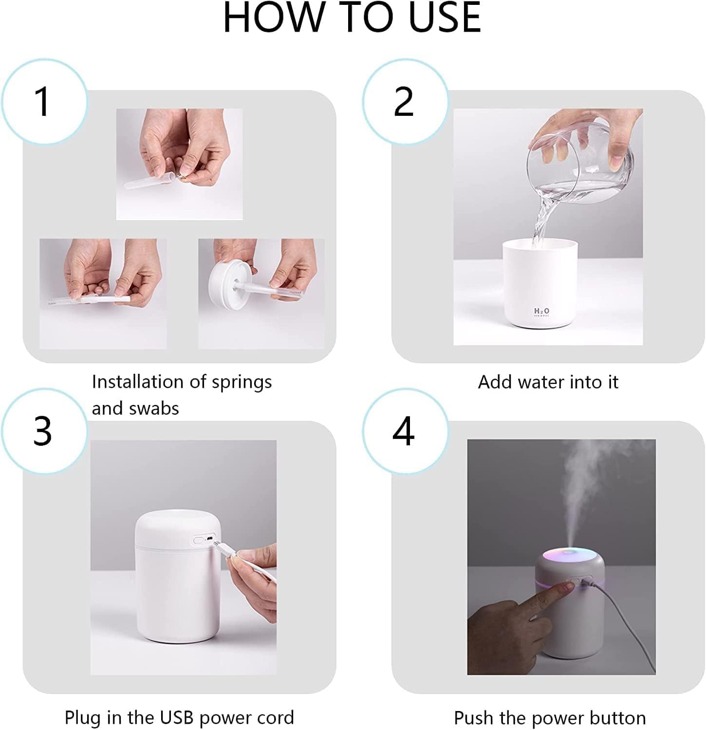 300ml Essential Oil Diffuser &amp; Humidifier – Ultrasonic Cool Mist with Quiet Operation, LED Lights – Aromatherapy Air Freshener for Home, Office, Car(Colours May Vary)