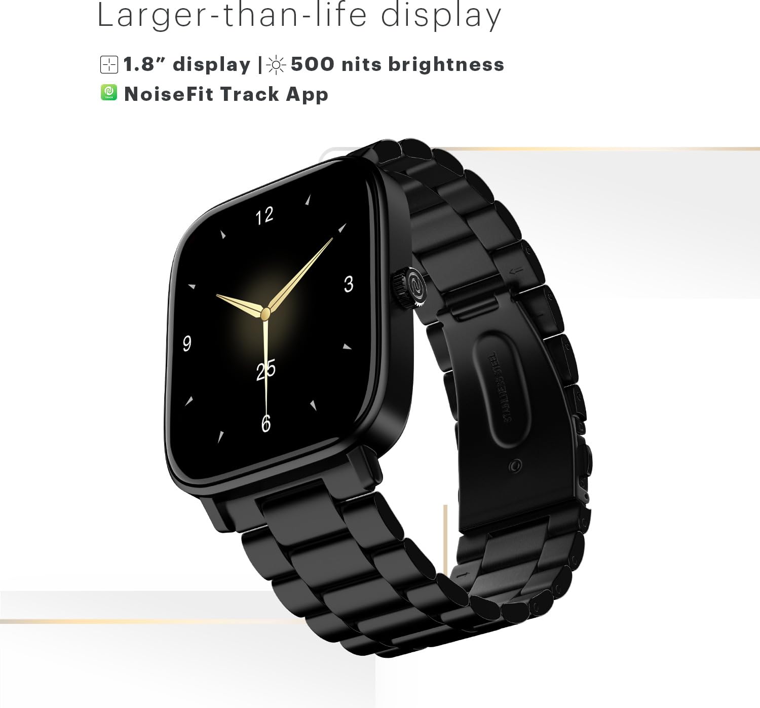 Noise Pulse 2 Pro [New Launch] 1.8" Vibrant Display, Bluetooth Calling Smart Watch for Men &amp; Women, 7 Days Battery Life, Metallic Finish, Built-in Games, Voice Assistance, Health Suite (Elite Black)